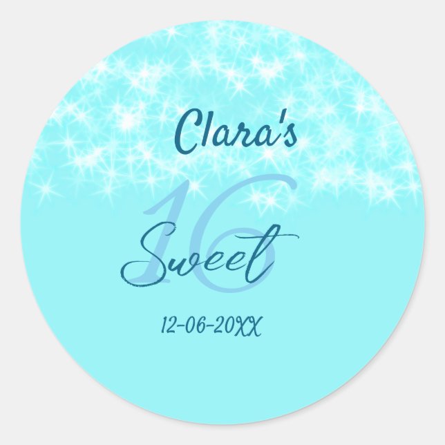 Sticker Rond Turquoise turquoise agate doux 16 anniversaire ajo (Devant)