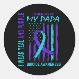 Sticker Rond Turquoise Violet Ruban Indicateur de sensibilisati