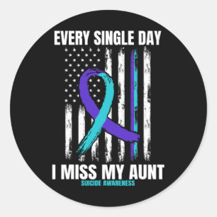 Sticker Rond Turquoise Violet Tante Prévention du suicide Amer