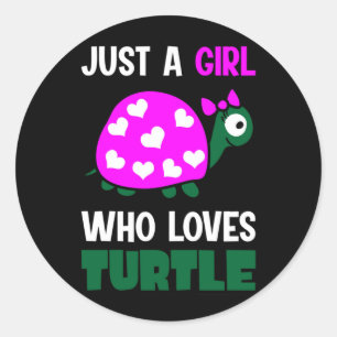 Sticker Rond Turtle Lover A Girl Who Loves Turtles