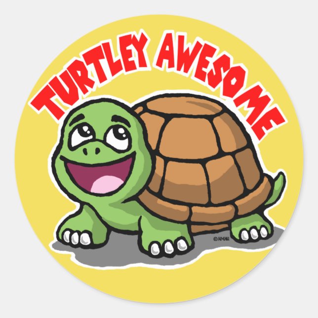 Sticker Rond Turtley Awesome (Devant)