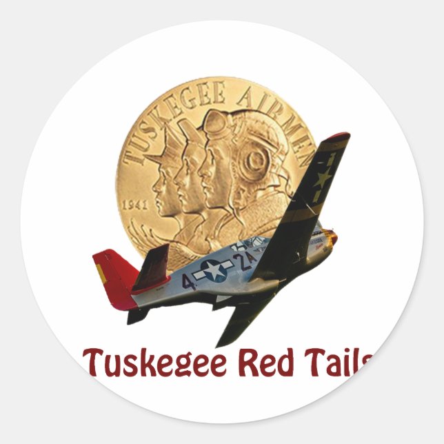 Sticker Rond Tuskegee Red tail (Devant)