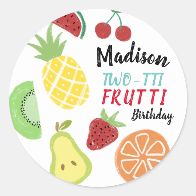 Sticker Rond Tutti frutti Fraîche été Anniversaire Douche (Devant)