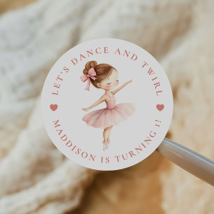 Sticker Rond Tutu Ballerine Danseuse de Ballet Fille Anniversai