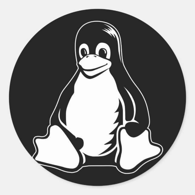 Sticker Rond Tux Penguin - (Linux, Open Source, Copyleft, FSF) (Devant)