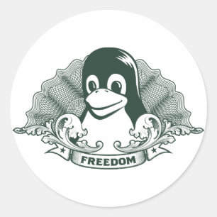 Sticker Rond Tux Penguin - (Linux, Open Source, Copyleft, FSF)