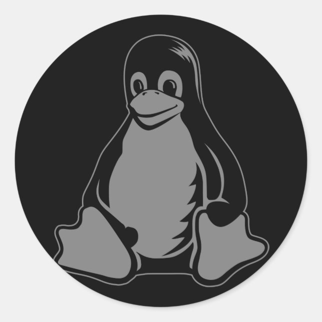 Sticker Rond Tux Penguin - (Linux, Open Source, Copyleft, FSF) (Devant)