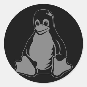 Sticker Rond Tux Penguin - (Linux, Open Source, Copyleft, FSF)