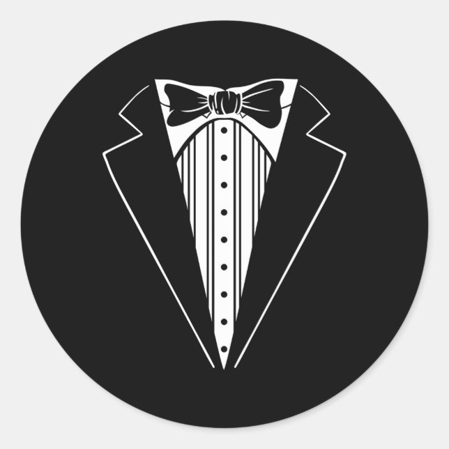 Sticker Rond Tux Pour Mariage Prom Batchelor Tuxedo (Devant)