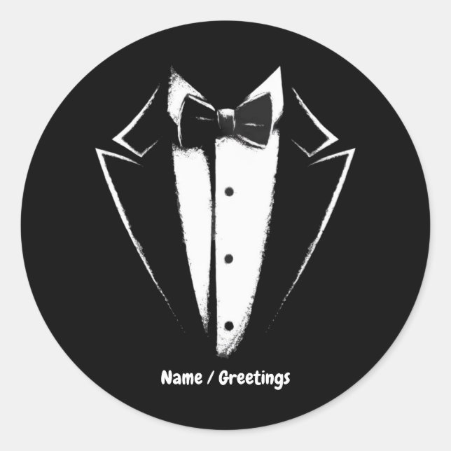 Sticker Rond Tuxedo Classic Party Funny Concert Festival Design (Devant)