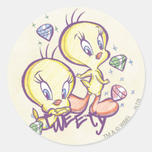 Sticker Rond TWEETY™ avec Gems