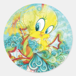Sticker Rond TWEETY™ En Vague Bleue