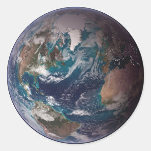 Sticker Rond Twin Blue Marbles - Ouest - Planète Terre NASA Ima