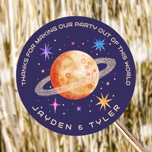 Sticker Rond Twin Joint Planet and Stars Space Merci