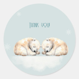 Sticker Rond Twin Polar Ours Double Baby shower