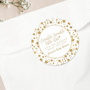 Sticker Rond Twink, Twinkle Little Star Baby shower Favoriser