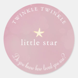 Sticker Rond Twinkle Little Star Baby shower rose
