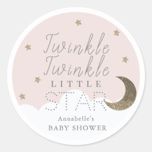 Sticker Rond Twinkle Little Star Baby shower rose