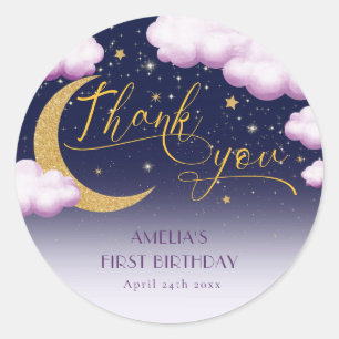 Sticker Rond Twinkle Little Star Girl Premier anniversaire Merc