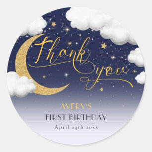 Sticker Rond Twinkle Little Star Premier anniversaire Merci