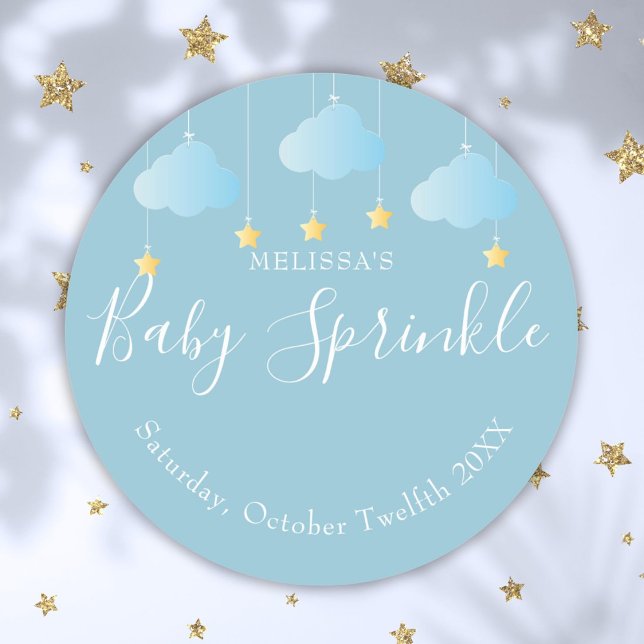 Sticker Rond Twinkle Sprinkle Little Star Baby Boy Shower Blue (Twinkle Sprinkle Little Star Baby Boy Shower Blue Classic Round Sticker)