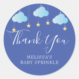 Sticker Rond Twinkle sprinkle petite étoile baby shower bleu