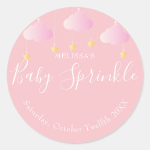 Sticker Rond Twinkle sprinkle petite étoile baby shower rose