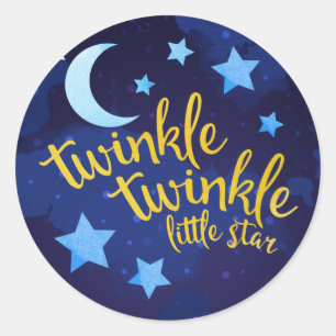 Sticker Rond Twinkle Twinkle Baby shower neutre genre