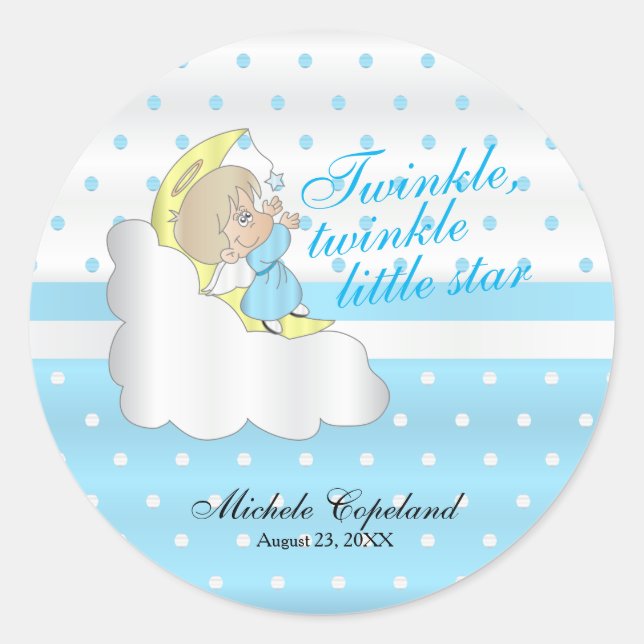 Sticker Rond Twinkle, Twinkle Little Star - Baby Boy (Devant)