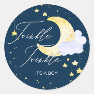 Sticker Rond Twinkle Twinkle Little Star Baby shower garçon ros