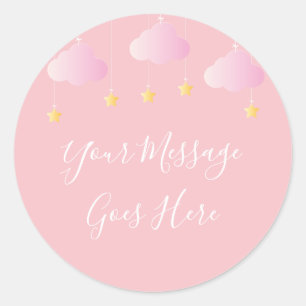 Sticker Rond Twinkle twinkle little star baby shower rose