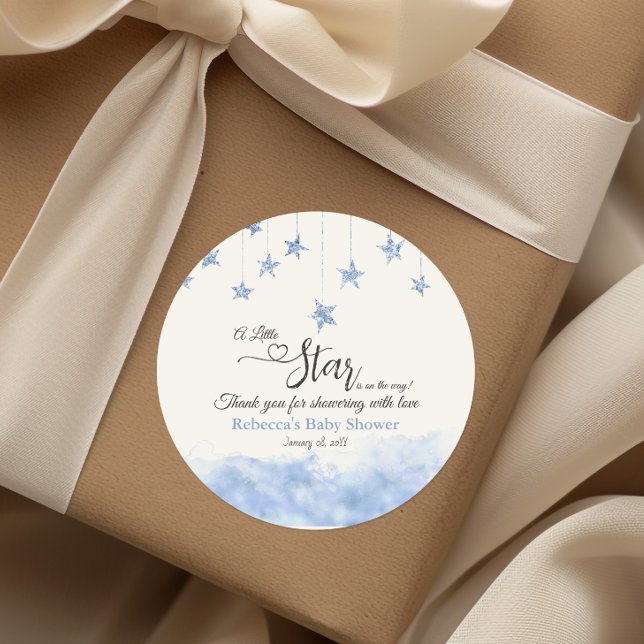 Sticker Rond Twinkle Twinkle Little Star Blue Boy Baby Shower (Créateur téléchargé)