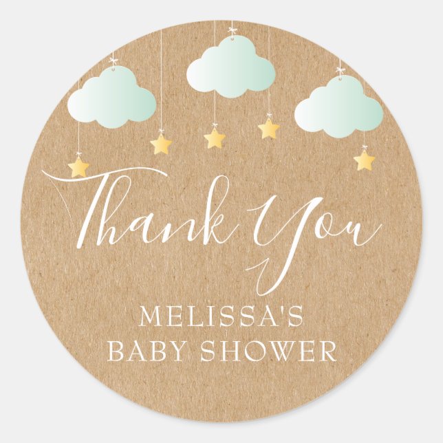 Sticker Rond Twinkle Twinkle Little Star Merci Baby shower (Devant)