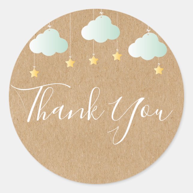 Sticker Rond Twinkle Twinkle Little Star Merci Baby shower (Devant)