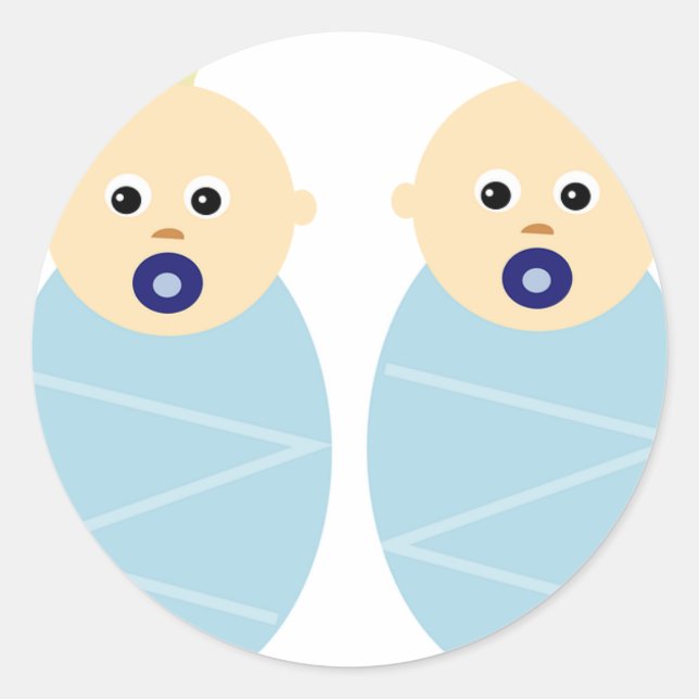 Sticker Rond Twins Baby Boy Shower Anniversaire Célébration Des (Devant)