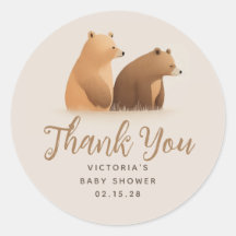 Twins Bears Cute Brown Baby shower Merci