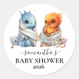 Sticker Rond Twins Phoenix Dragon Imaginaire magique