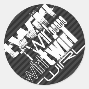 Sticker Rond Twirl ; Gris Noir & Foncé