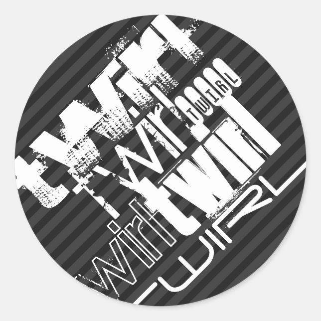 Sticker Rond Twirl ; Gris Noir & Foncé (Devant)