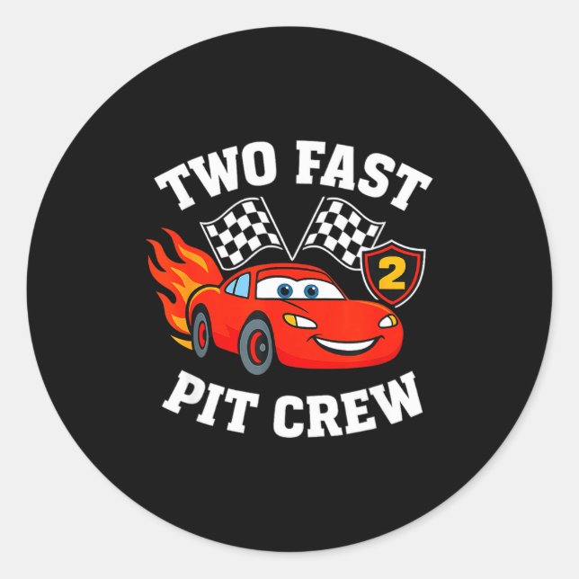 Sticker Rond Two Fast 2 2nd Birthday T Crew 2yr Year Old  (Devant)