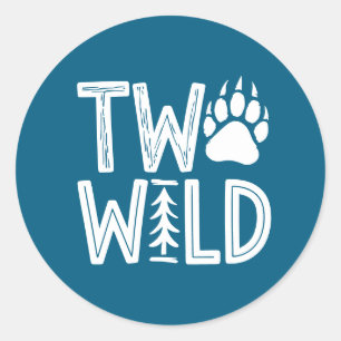 Sticker Rond Two Wild - Rustic Woodsy Deuxième anniversaire
