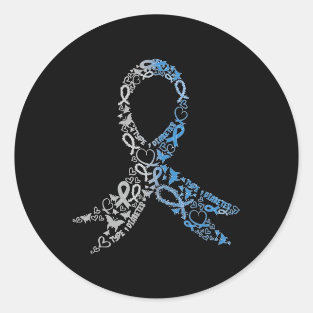 Sticker Rond Type 1 Diabète Ruban Sensibilisation des jeunes au (Devant)