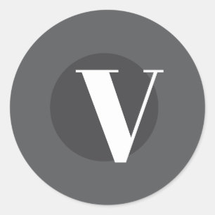 Sticker Rond Type blanc personnalisé gris initial