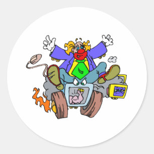 Sticker Rond Type fou de clown