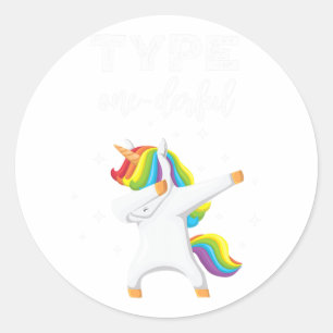 Sticker Rond Type Onederbing Dabbing Unicorn Diabetes Sensibili