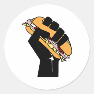 Sticker Rond Type Sandwich Guy Poing Noir Résiste Fascisme Anti