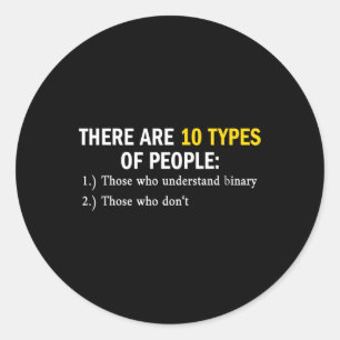 Sticker Rond Types Binaires De Personnes Programmeur Garçons Ne