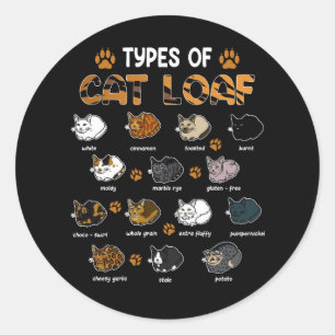 Sticker Rond Types de Chat Loaf Kitten Funny Chat Amoureux des 