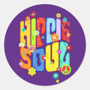 Sticker Rond Typographie amusante - HIPPIE SOUL 1