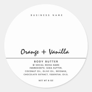 Sticker Rond Typographie blanche de luxe moderne simple produit